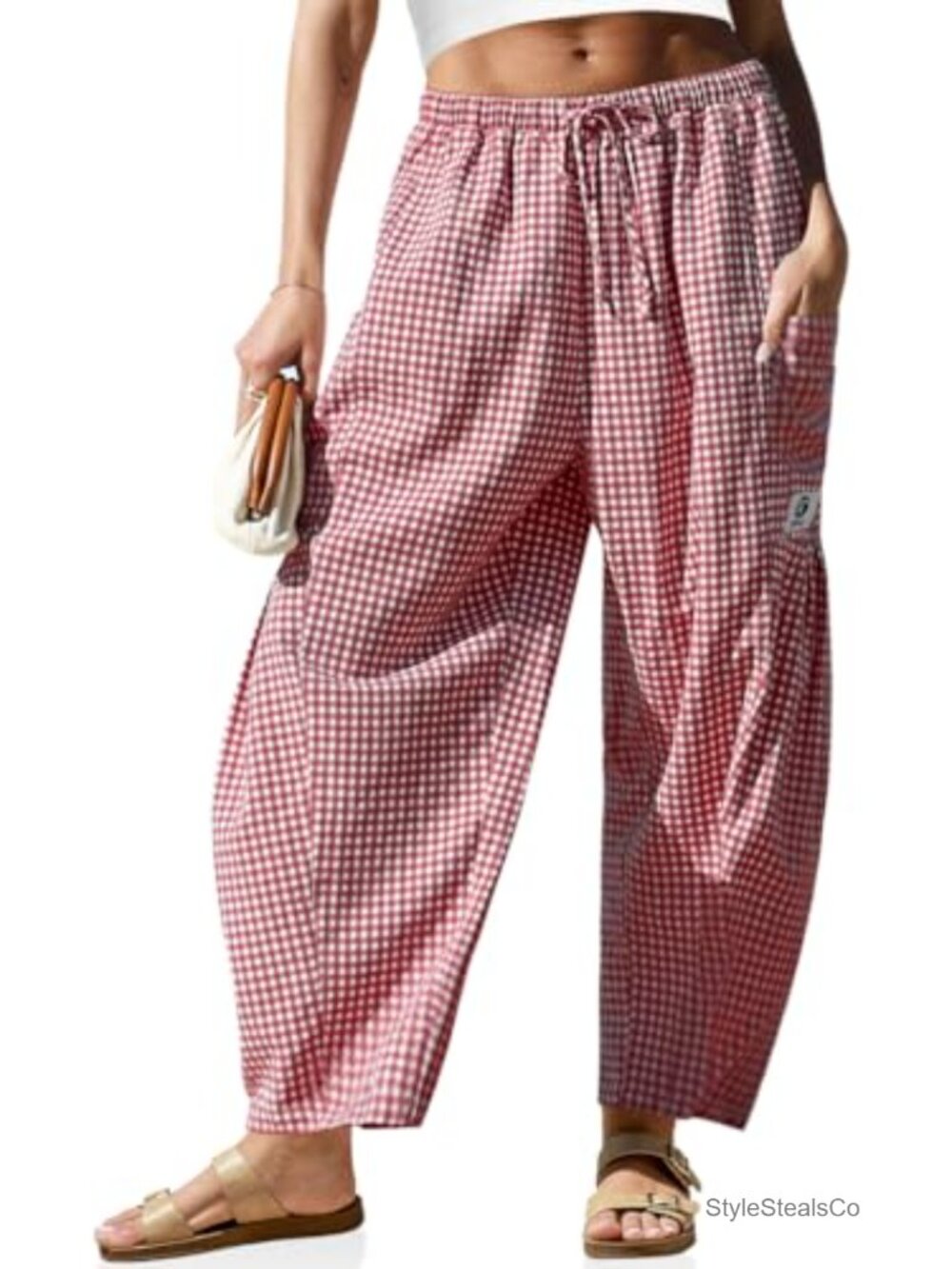 Linen Wide Leg Palazzo Pants Drawstring Pockets Boho
